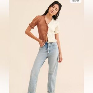 Two-Tone Ribbed Women's Top